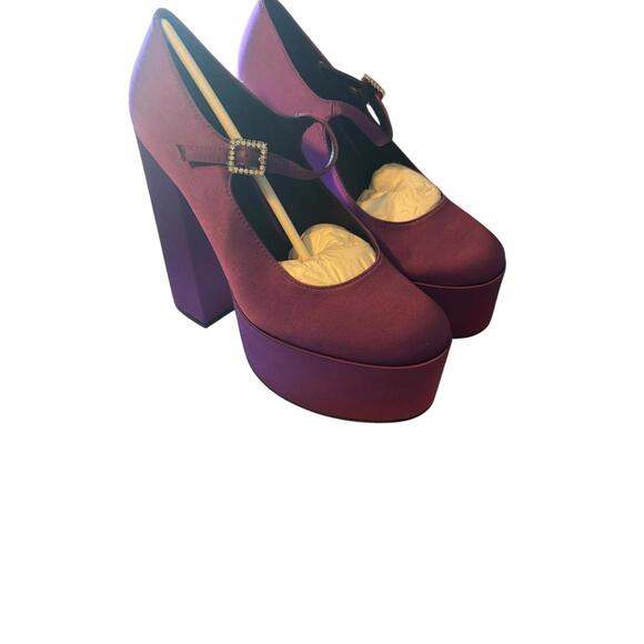Lisa + Vicky Vault V Dark Purple Satin Platform - Picture 3 of 5